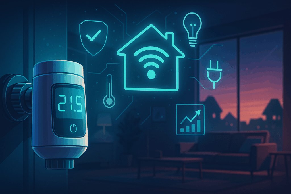 Smart Home Heizkörperthermostate 2025 – modernes vernetztes Zuhause mit Temperatursteuerung und Energiesparfunktionen.
